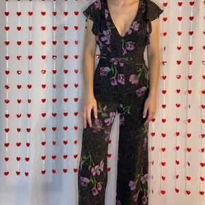 URBAN OUTFITTERS FLORAL POLKA DOT JUMPSUIT